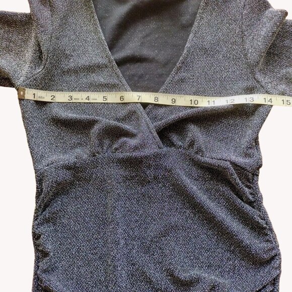 Divided Dress Small Long Sleeve Ruched Sides Sparkle Party - Picture 4 of 12